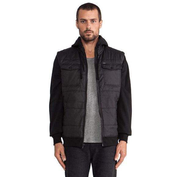 RVCA Hoodie Jacket Puffer Alcatraz Black Size M - Picture 1 of 12